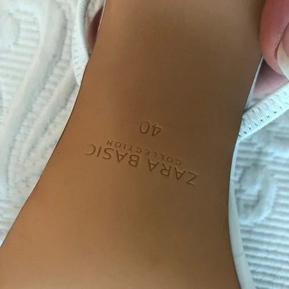 ZARA White 100% Leather Croco Kitten Heel Sandals 40 9 Worn Once - Picture 6 of 6